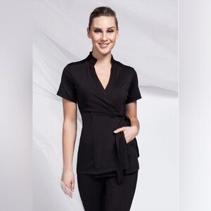Noelle Asmar Black Andiamo Wrap spa uniform SMALL